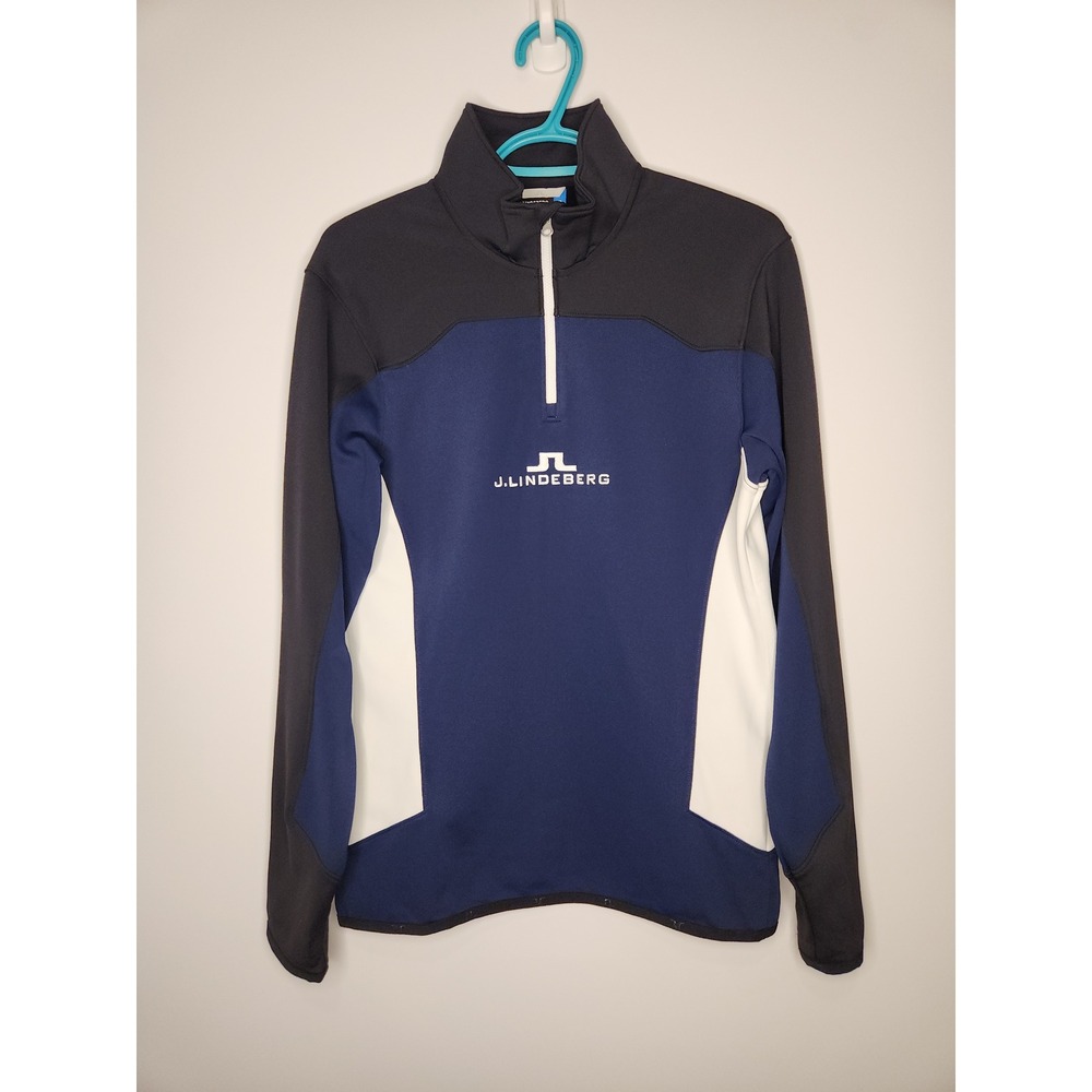 J.Lindeberg Jarvis Fieldsensor Mid-Layer Mens Large Navy Blue 1/4 Zip Pullover